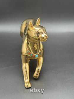 The Treasured Cat of Cleopatra Figurine 24KT Gold Paint Franklin Mint Shiny