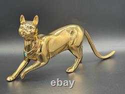 The Treasured Cat of Cleopatra Figurine 24KT Gold Paint Franklin Mint Shiny