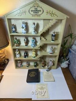 The Woodmouse Family 17 Porcelain Mice Figures Franklin Mint with Display Case