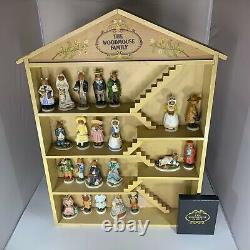 The Woodmouse Family 22 Porcelain Mice Figures Franklin Mint with Display Case