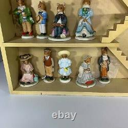 The Woodmouse Family 22 Porcelain Mice Figures Franklin Mint with Display Case