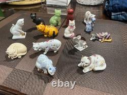 The franklin mint 1988 porcelain cats 14 pieces pre owned