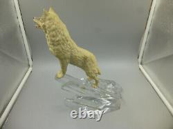 Top Notch Large 1988 Franklin Mint Cry Of The North Wolf On A Crystal Base