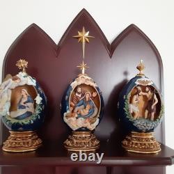 U16032 Franklin Mint House of Faberge 12 Egg Life of Christ with wood di G3D