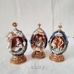 U16032 Franklin Mint House of Faberge 12 Egg Life of Christ with wood di G3D