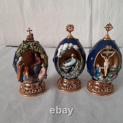 U16032 Franklin Mint House of Faberge 12 Egg Life of Christ with wood di G3D