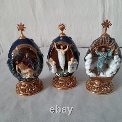 U16032 Franklin Mint House of Faberge 12 Egg Life of Christ with wood di G3D