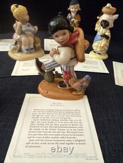 U N Children Franklin Mint Lot of 9 with Certificates