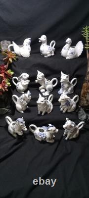 VERY RARE COMPLETE 12 Hallie Greer Country Friends Creamers FRANKLIN MINT