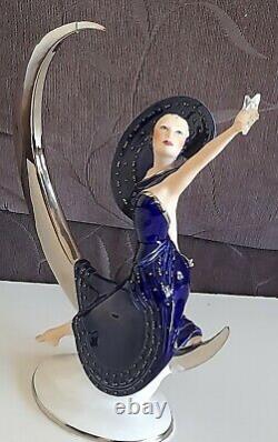 VINTAGE 1987 ART DECO MOONLIGHT in PLATINUM PORCELAIN STATUE FIGURINE