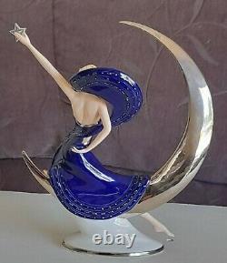 VINTAGE 1987 ART DECO MOONLIGHT in PLATINUM PORCELAIN STATUE FIGURINE