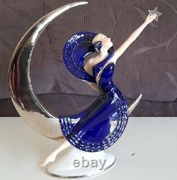 VINTAGE 1987 ART DECO MOONLIGHT in PLATINUM PORCELAIN STATUE FIGURINE