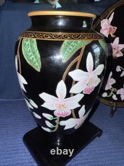 VTG Franklin Mint 3pc Set Porcelain 24 Karat Gold Vases / Plate Makoto Miyagi