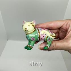 VTG Franklin Mint Curio Cat Cats Famille Rose Porcelain Floral Gummy Figurine