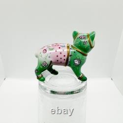VTG Franklin Mint Curio Cat Cats Famille Rose Porcelain Floral Gummy Figurine