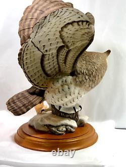 VTG Franklin Mint Great Horned Owl Porcelain Sculpture by G. McMonigle with Base