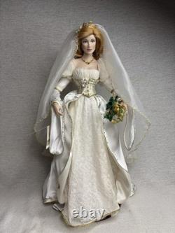 VTG Franklin Mint Porcelain Colleen Irish Bride Doll & Wedding Dress With Stand