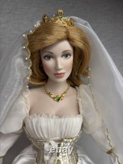 VTG Franklin Mint Porcelain Colleen Irish Bride Doll & Wedding Dress With Stand