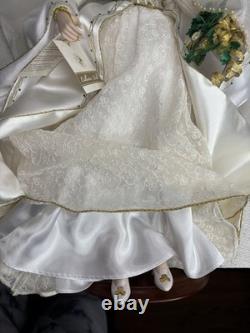 VTG Franklin Mint Porcelain Colleen Irish Bride Doll & Wedding Dress With Stand