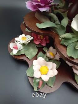 VTG Franklin Mint The Twelve Months of Roses Collection Capodimonte Stand Set