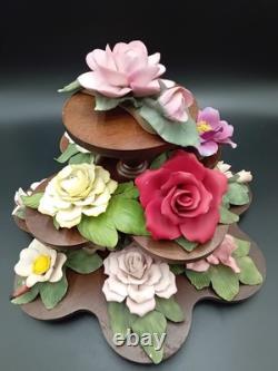 VTG Franklin Mint The Twelve Months of Roses Collection Capodimonte Stand Set