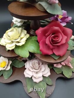VTG Franklin Mint The Twelve Months of Roses Collection Capodimonte Stand Set