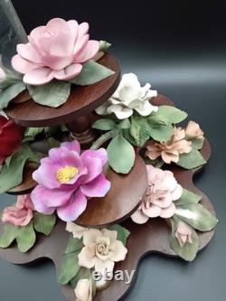 VTG Franklin Mint The Twelve Months of Roses Collection Capodimonte Stand Set
