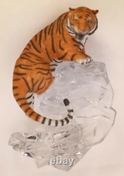 VTG Franklin Mint Tiger Crystal & Porcelain Sculpture Amazing Mint Condition