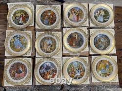 VTG Grimm's Fairy Tales Porcelain Plates Set Of 12 Franklin Mint 1978 In Boxes