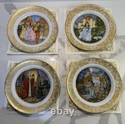 VTG Grimm's Fairy Tales Porcelain Plates Set Of 12 Franklin Mint 1978 In Boxes