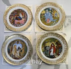 VTG Grimm's Fairy Tales Porcelain Plates Set Of 12 Franklin Mint 1978 In Boxes