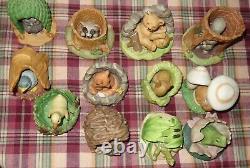 VTG Set Of 12 Franklin Mint 1984 Woodland Surprises Animal Figurines with Boxes