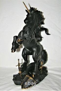 Very Rare Franklin Mint Dark Fury Porcelain Unicorn Figurine By Ruth Thomson