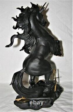 Very Rare Franklin Mint Dark Fury Porcelain Unicorn Figurine By Ruth Thomson
