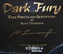 Very Rare Franklin Mint Dark Fury Porcelain Unicorn Figurine By Ruth Thomson