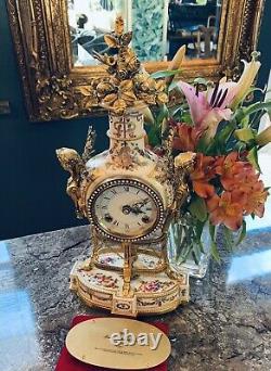 Very Rare V&A Museum Marie AntoinettePorcelain & Gilt Striking Mantel Clock