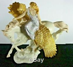 Very Rare Vintage Franklin Mint Athene And Pegasus Porcelain Large Figurine