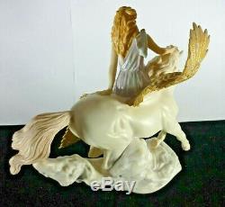 Very Rare Vintage Franklin Mint Athene And Pegasus Porcelain Large Figurine