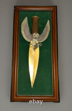 Vintage 13 Mounted Franklin Mint Dagger / Owl Porcelain Holding Snake