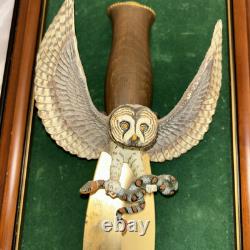 Vintage 13 Mounted Franklin Mint Dagger / Owl Porcelain Holding Snake