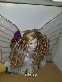 Vintage 18 inch Franklin mint porcelain Doll white/gold angel with Stand -NIB