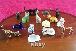 Vintage 1986 Franklin Mint Curio Cabinet 15 Cats Collection Figurines