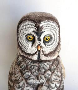 Vintage 1988 Franklin Mint Great Grey Owl Porcelain Statue by George McMonigle