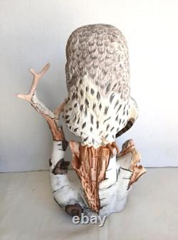 Vintage 1988 Franklin Mint Great Grey Owl Porcelain Statue by George McMonigle