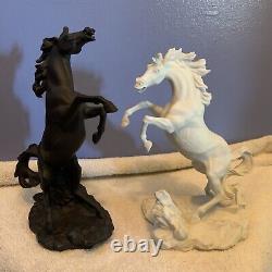 Vintage 1988 Franklin Mint Porcelain Battling Stallions Horses By Edward D. Hart