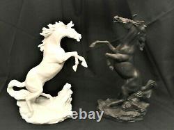 Vintage 1988 Franklin Mint Porcelain Battling Stallions Horses By Edward D. Hart