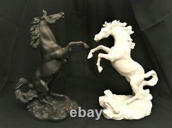 Vintage 1988 Franklin Mint Porcelain Battling Stallions Horses By Edward D. Hart