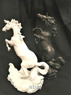 Vintage 1988 Franklin Mint Porcelain Battling Stallions Horses By Edward D. Hart