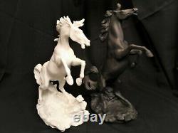 Vintage 1988 Franklin Mint Porcelain Battling Stallions Horses By Edward D. Hart