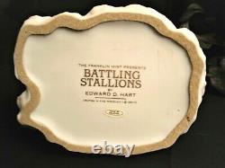 Vintage 1988 Franklin Mint Porcelain Battling Stallions Horses By Edward D. Hart